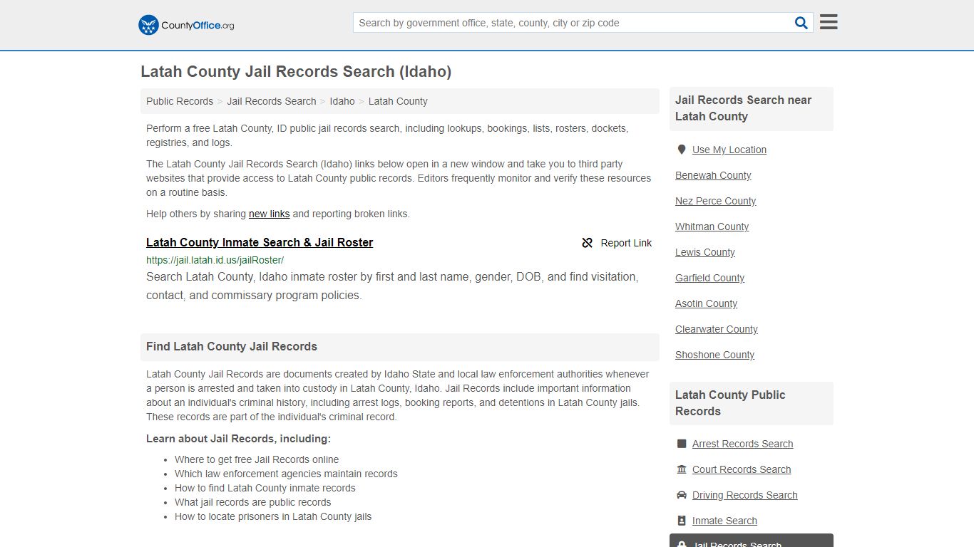 Jail Records Search - Latah County, ID (Jail Rosters ...